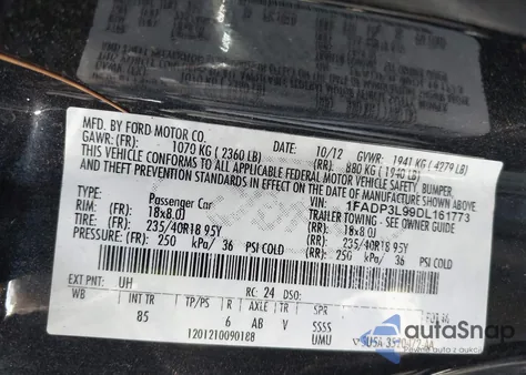 2013 Ford Focus St из США, поврежденный, VIN 1FADP3L99DL161773